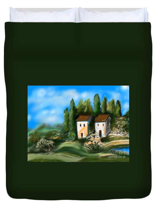 Landscape Duvet Cover featuring the digital art Countryside by Christine Fournier