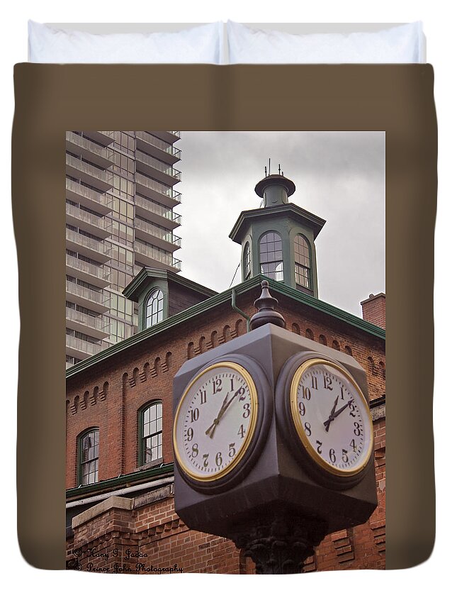 Courtyard Duvet Cover featuring the photograph Courtyard Time by Hany J