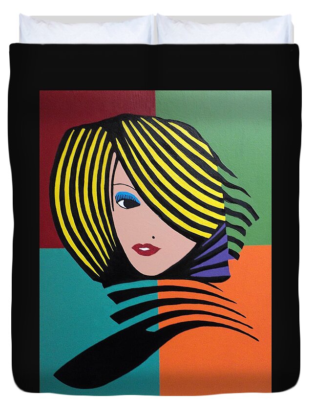 Cover Girl Duvet Cover featuring the painting Cover Girl by Angelo Thomas