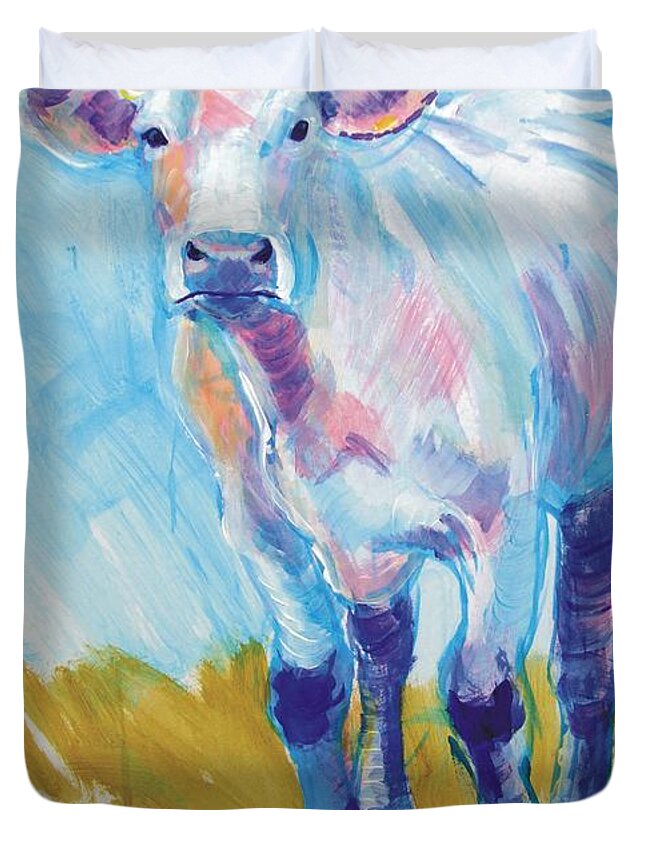 South Devon Duvet Cover featuring the painting Cow Painting #3 by Mike Jory