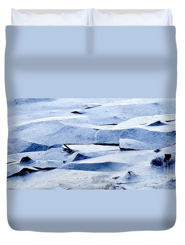Ice Duvet Cover featuring the photograph Cracked Icescape by Liz Leyden