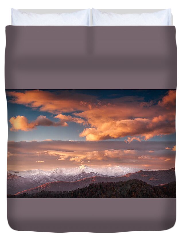 Asheville Duvet Cover featuring the photograph Craggy Snow by Joye Ardyn Durham
