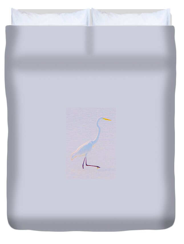 Beach Bum Pics Duvet Cover featuring the photograph Crane Walking by Billy Beck