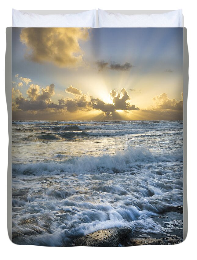 Atlantic Duvet Cover featuring the photograph Crash by Debra and Dave Vanderlaan