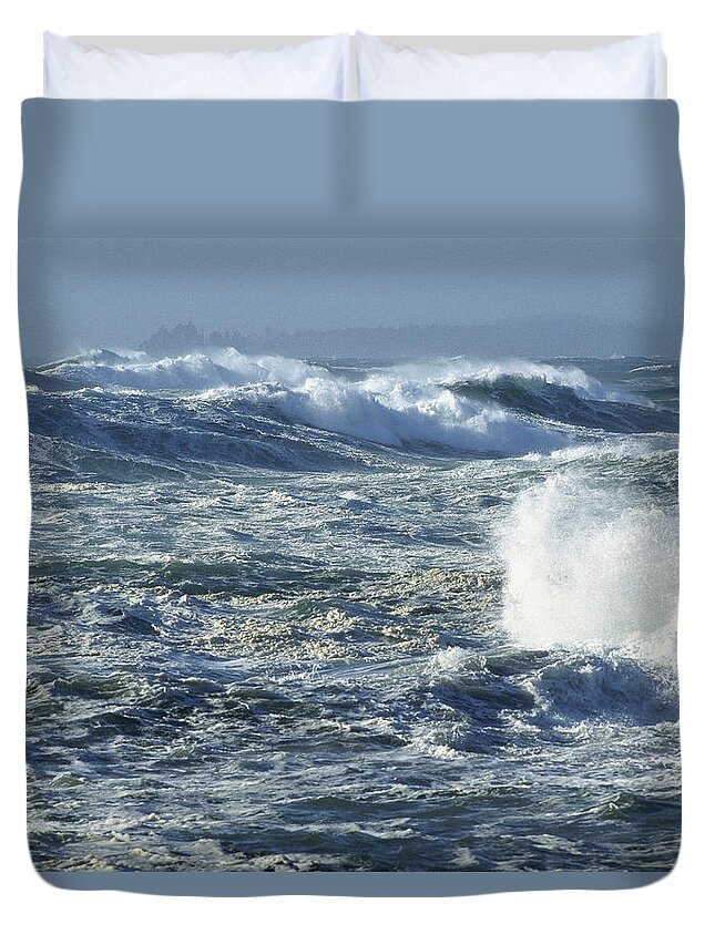 Feb0514 Duvet Cover featuring the photograph Crashing Waves Long Beach Clayoquot by Flip Nicklin