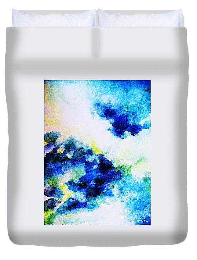 Abstract Duvet Cover featuring the painting Creative Forces by Frances Ku