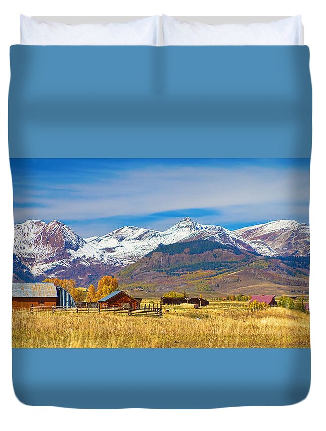 Crested Butte Duvet Cover featuring the photograph Crested Butte Autumn Landscape Panorama by James BO Insogna