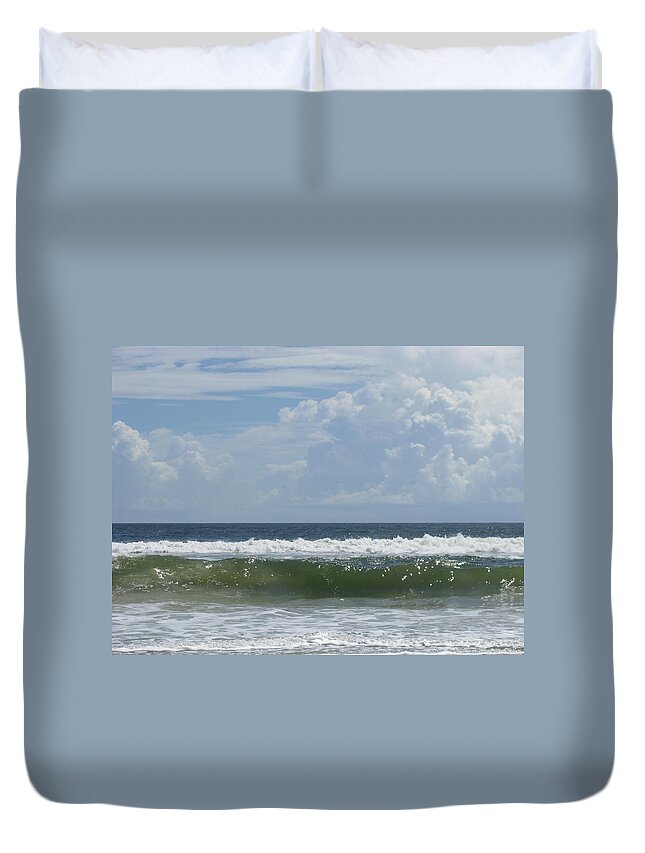 Landscape Duvet Cover featuring the photograph Cresting Wave by Ellen Meakin