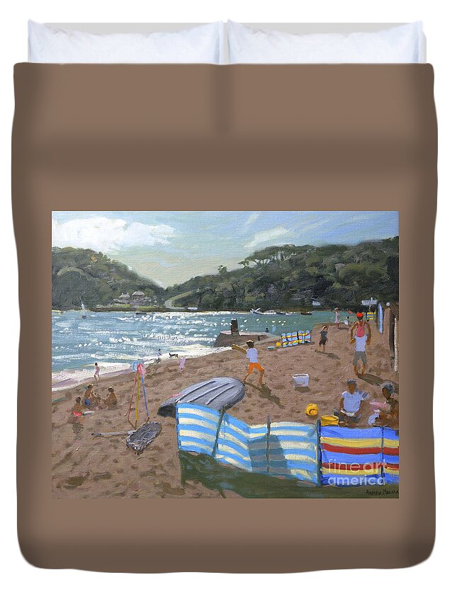 Sun Duvet Cover featuring the painting Cricket Teignmouth by Andrew Macara