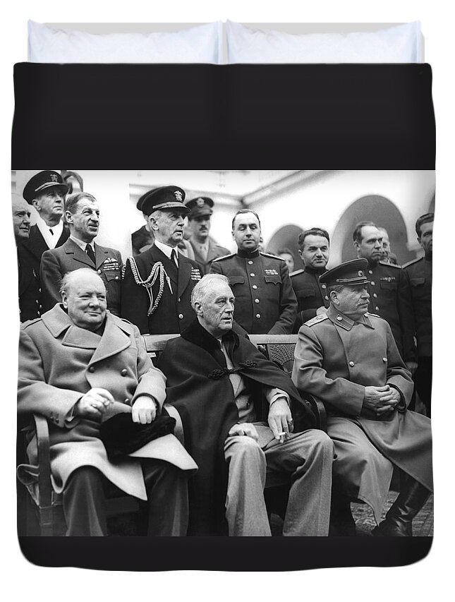 1945 Duvet Cover featuring the photograph Crimean Conference In Yalta by Underwood Archives