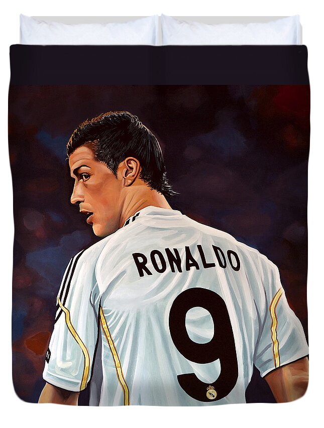 Real Madrid Duvet Cover featuring the painting Cristiano Ronaldo by Paul Meijering