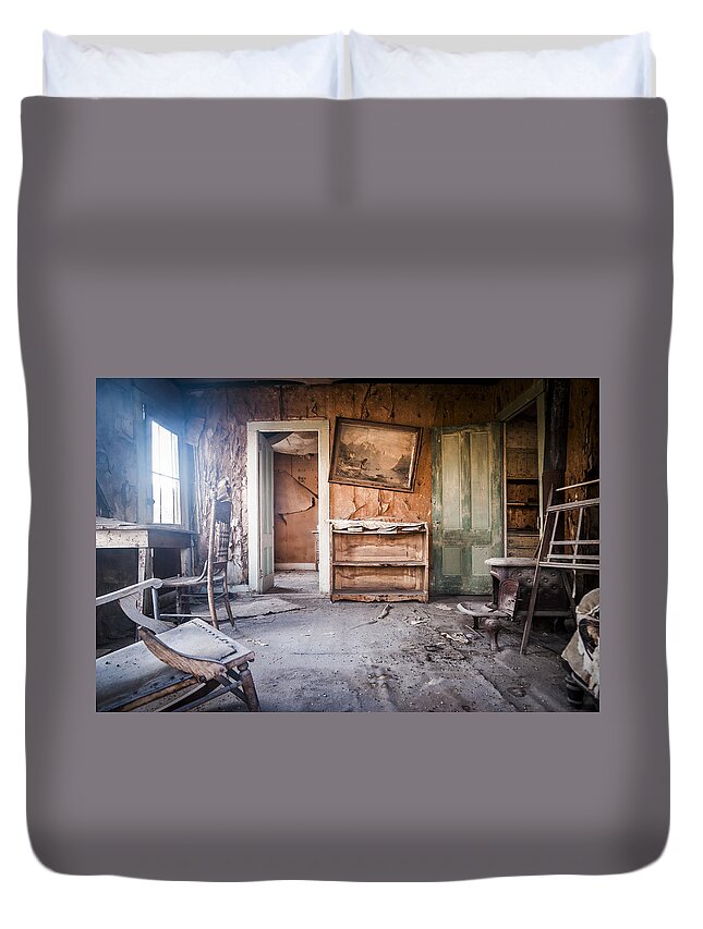 Abandoned Duvet Cover featuring the photograph Crooked Painting by Cat Connor