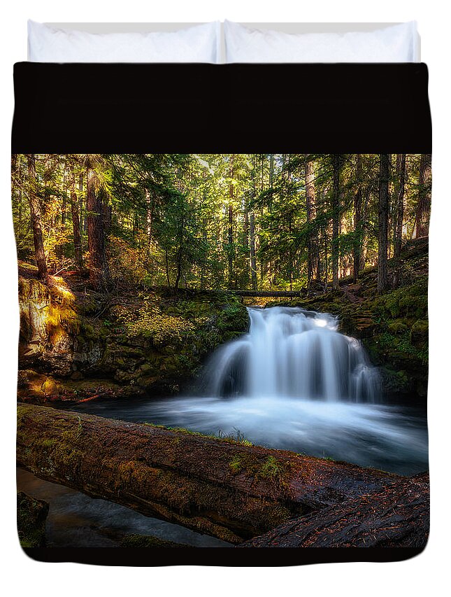 Water Falls Duvet Cover featuring the photograph Crossings by James Heckt