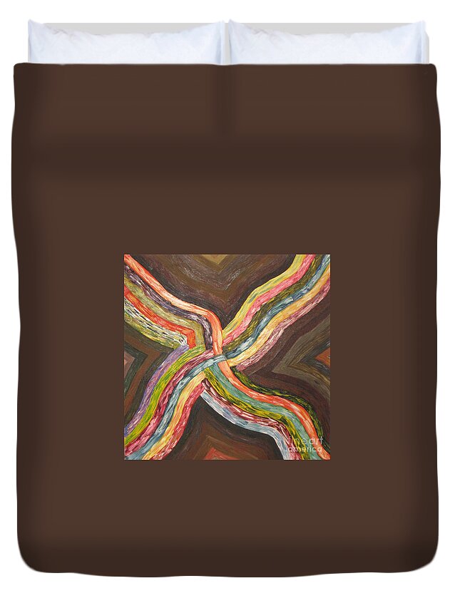 Crossroads Duvet Cover featuring the painting Crossroads by Michael Benjamin