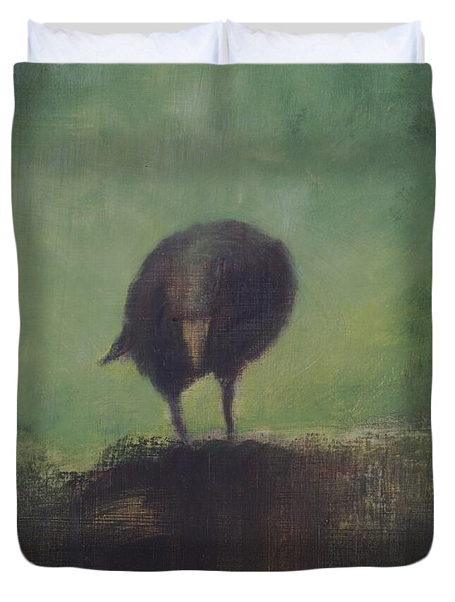Crow Duvet Cover featuring the painting Crow 12 by David Ladmore