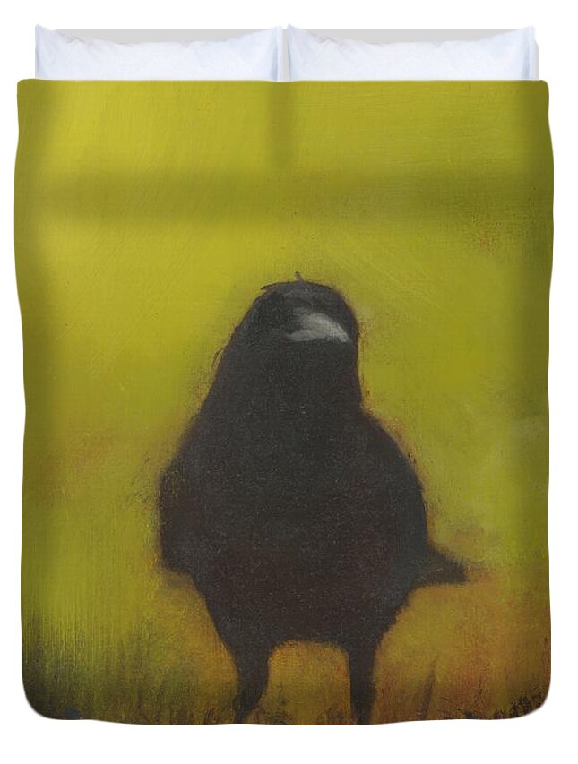 Crow Duvet Cover featuring the painting Crow 13 by David Ladmore