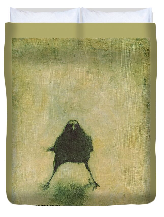 Crow Duvet Cover featuring the painting Crow 6 by David Ladmore