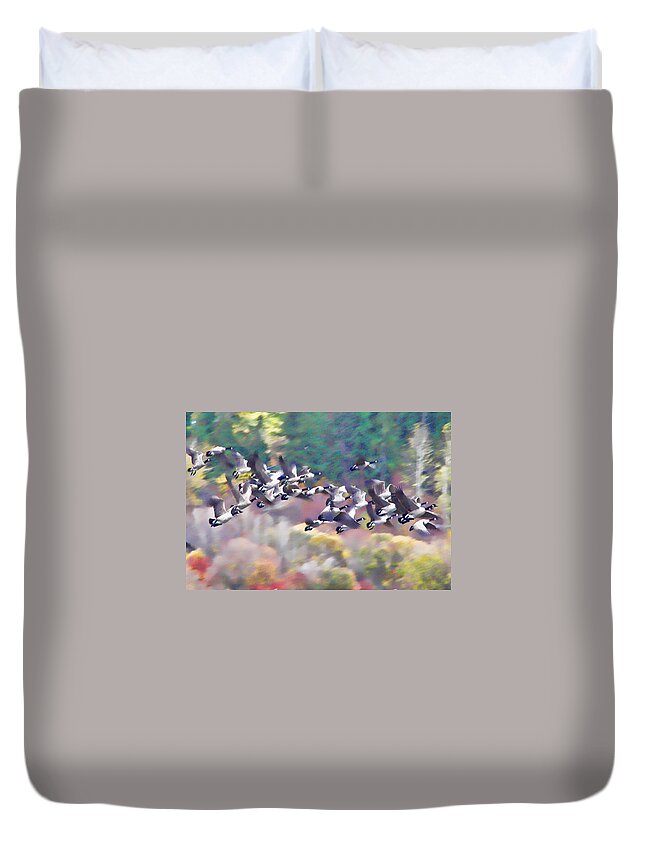  Photopainting Duvet Cover featuring the photograph Crowded Sky by Allan Van Gasbeck