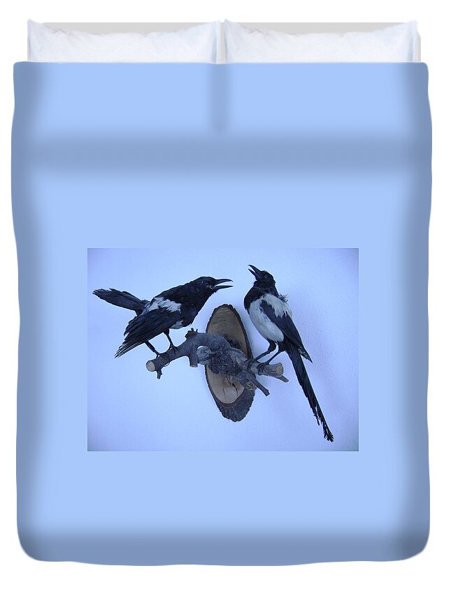 Crows Duvet Cover featuring the photograph Crows by Moshe Harboun