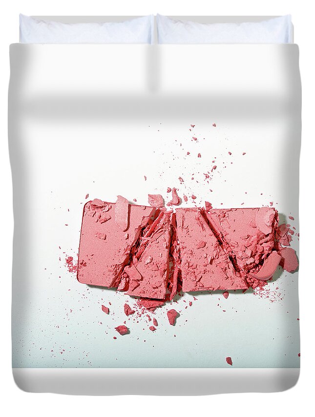 White Background Duvet Cover featuring the photograph Crushed Powder Blush by Larry Washburn