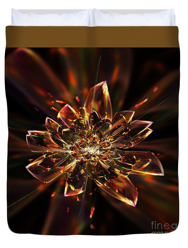 Fractal Duvet Cover featuring the digital art Crystal Flower by Klara Acel