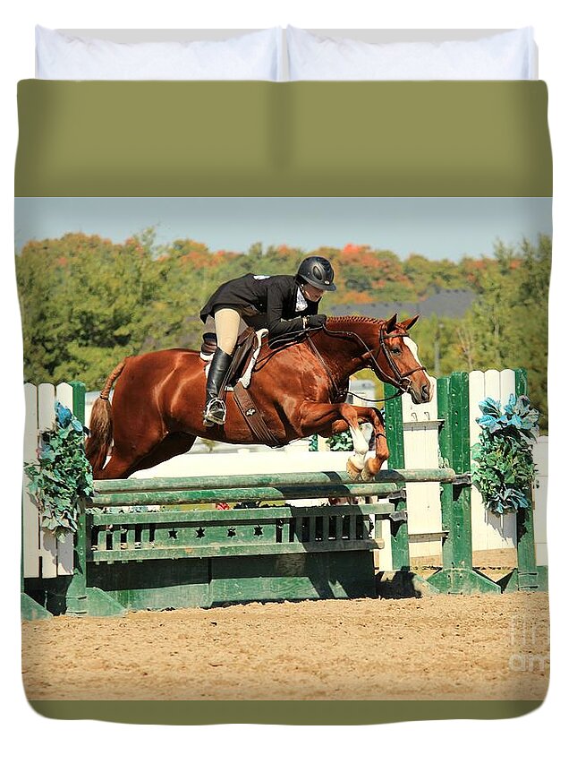 Horse Duvet Cover featuring the photograph Csjt-hunter15 by Janice Byer