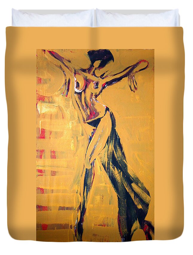 Art Duvet Cover featuring the painting Cuba Rhythm by Jarmo Korhonen aka Jarko
