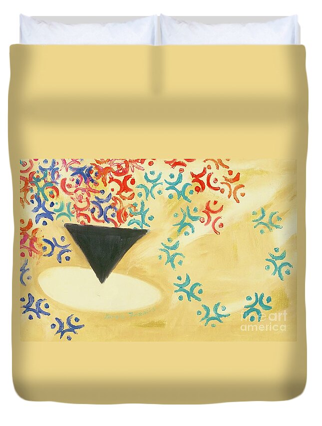 Coffee Duvet Cover featuring the painting Cup of Coffee by Karen Francis
