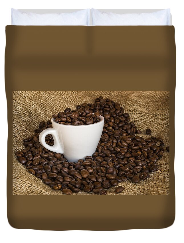 Coffee Duvet Cover featuring the photograph Cup of coffee by Paulo Goncalves
