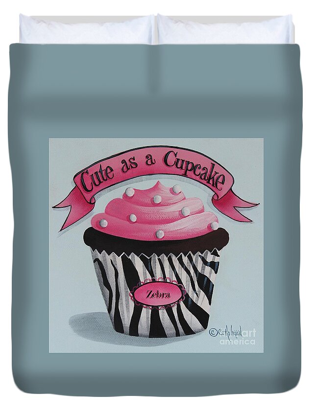 Art Duvet Cover featuring the painting Cute as a Cupcake by Catherine Holman