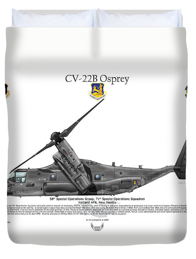 Bell Duvet Cover featuring the digital art CV-22B Osprey 71st SOS by Arthur Eggers