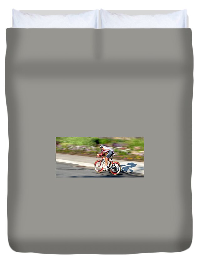 Cycling Duvet Cover featuring the photograph Cyclist Time Trial by Kevin Desrosiers