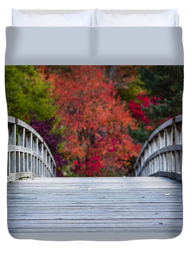 Japanese Garden Duvet Cover featuring the photograph Cypress Bridge by Sebastian Musial