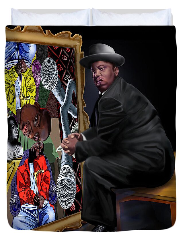 Notorious Biggie Smalls Duvet Cover featuring the painting Da Picasso N Biggie by Reggie Duffie