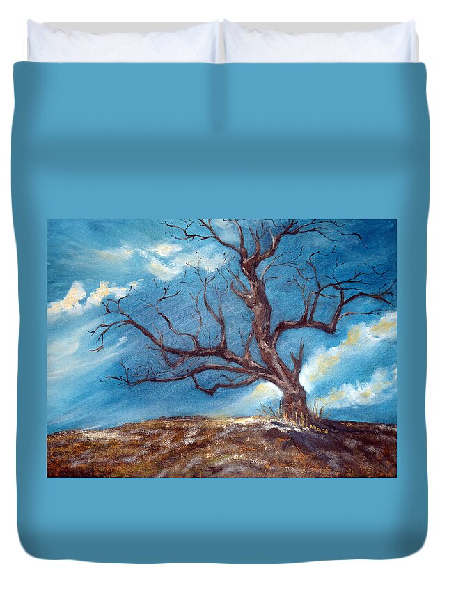 Tree Duvet Cover featuring the painting Daddy's Tree by Meaghan Troup