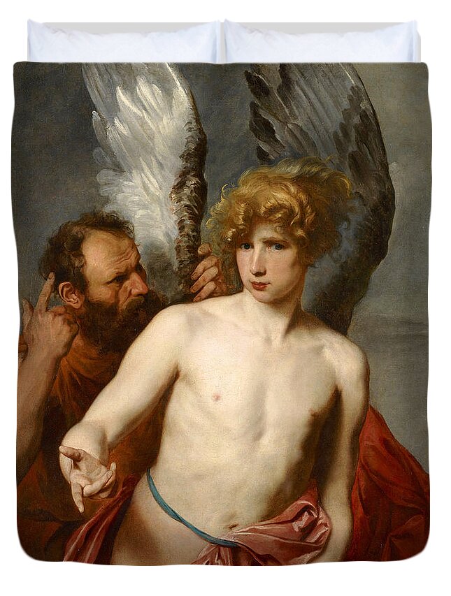 Anthony Van Dyck Duvet Cover featuring the painting Daedalus and Icarus by Anthony van Dyck