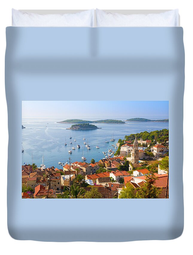 Hvar Duvet Cover featuring the photograph Dalmatian coast by Alexey Stiop