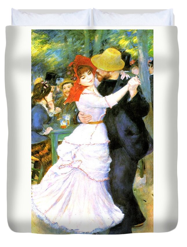 Pierre-auguste Renoir Duvet Cover featuring the painting Dance At Bougival by Pierre Auguste Renoir