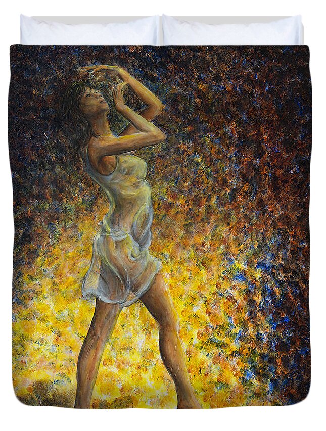 Dancer Duvet Cover featuring the painting Dancer 07 by Nik Helbig
