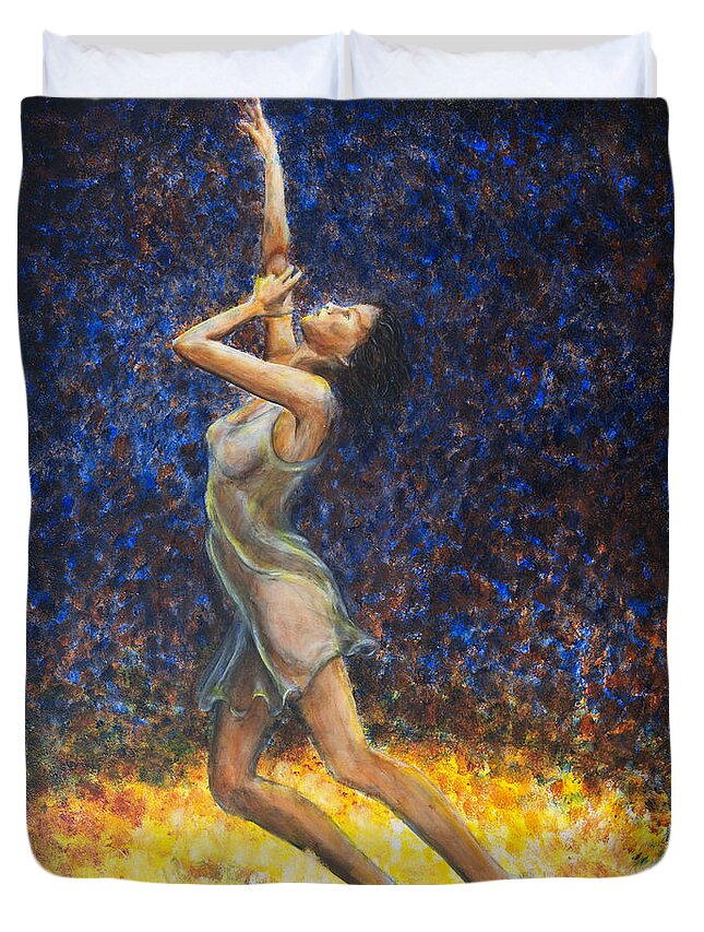 Dancer Duvet Cover featuring the painting Dancer X by Nik Helbig