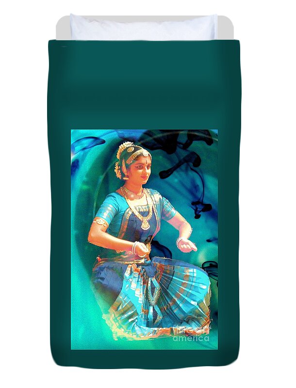 India Duvet Cover featuring the photograph Dancing Girl with Gold Necklace by Janette Boyd