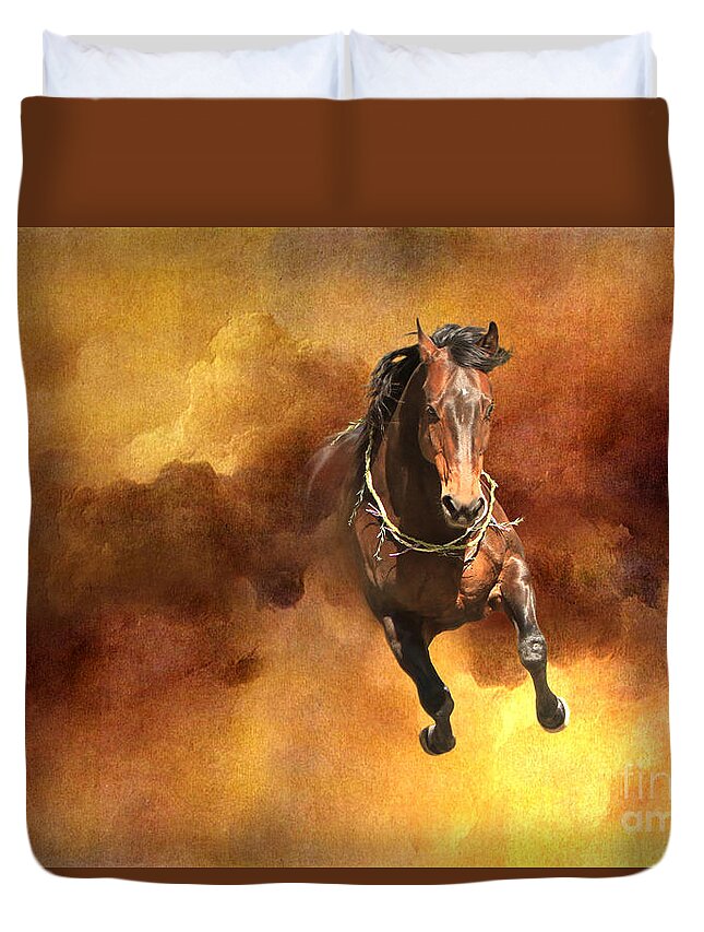 Horse Duvet Cover featuring the digital art Dancing Free I by Michelle Twohig