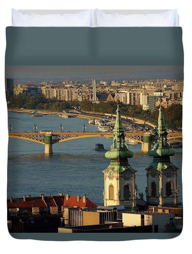 Built Structure Duvet Cover featuring the photograph Danube River And Budapest, Hungary by Chlaus Lotscher