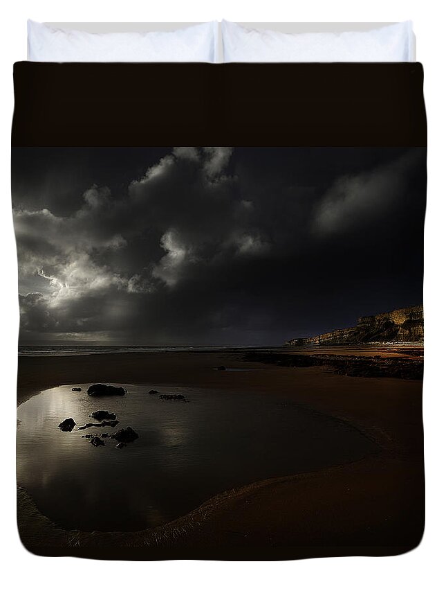 Scenics Duvet Cover featuring the photograph Darkness At Traeth Mawr by Unique Landscape Images