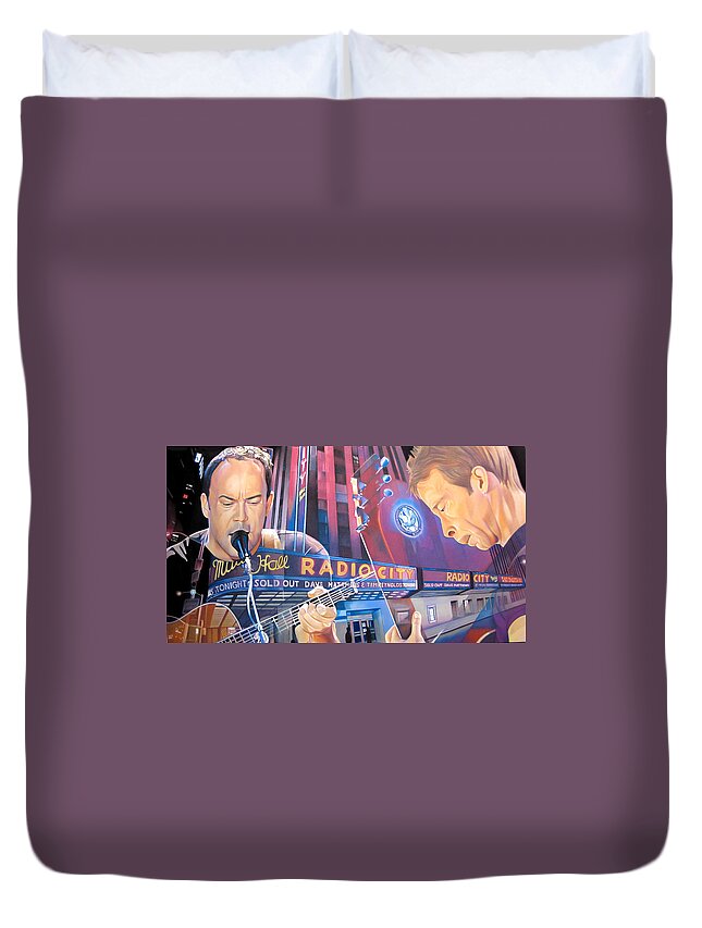 Dave Matthews Duvet Cover featuring the drawing Dave Matthews and Tim Reynolds Live at Radio City by Joshua Morton