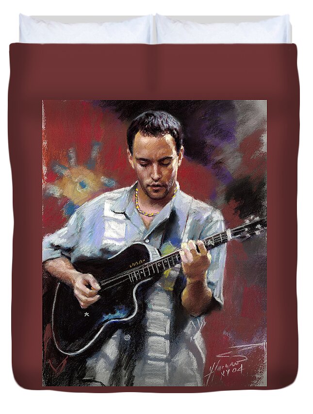 Dave Matthews Duvet Cover featuring the drawing Dave Matthews by Viola El
