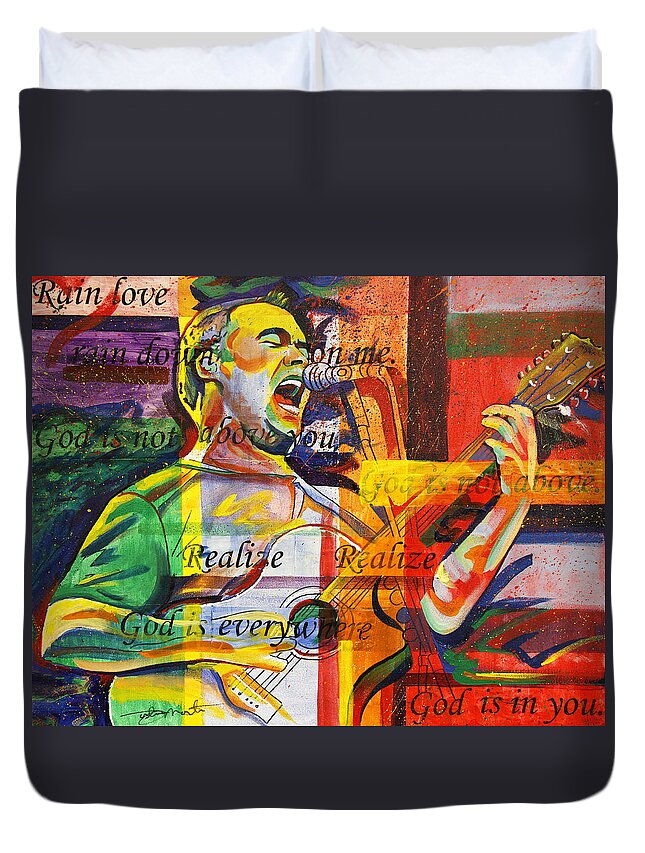 Dave Matthews Duvet Cover featuring the painting Dave Matthews-Bartender by Joshua Morton