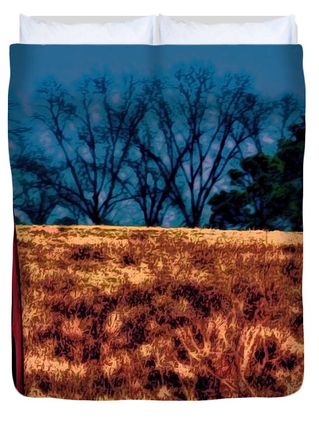 Landscape Duvet Cover featuring the photograph Dawn and the Water Wheel by Lesa Fine
