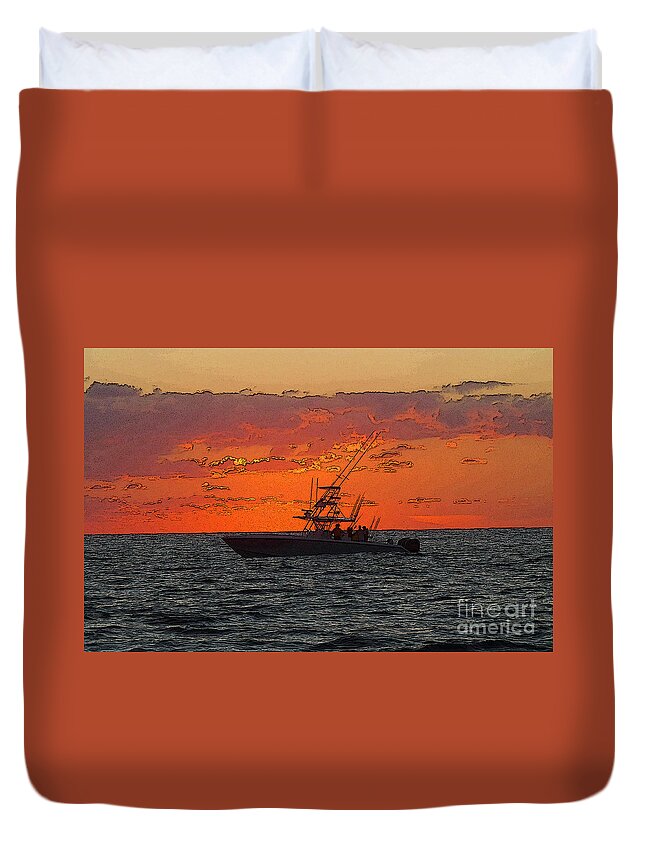 Sportfishing Duvet Cover featuring the photograph Day Break by Carey Chen