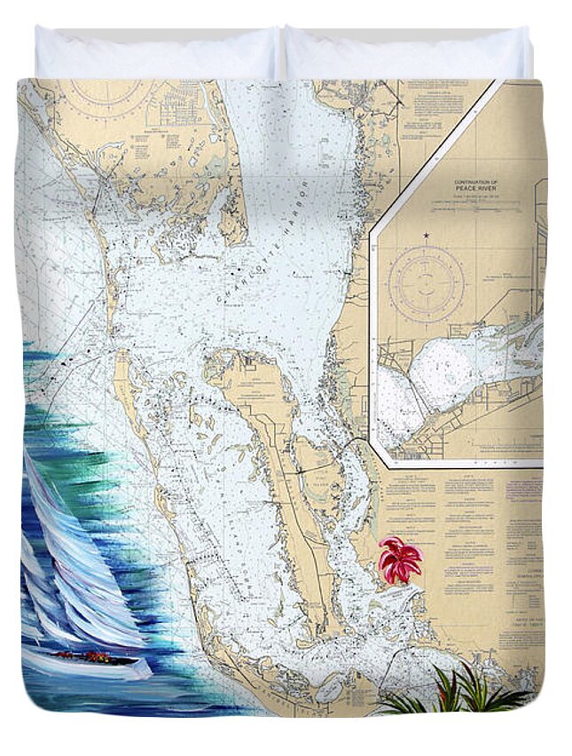 Map Duvet Cover featuring the painting Day Dreaming by Christine Baeza